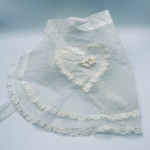 Vintage Sheer Sweetheart Wedding Apron Heart Pocked‎ with Wedding Band